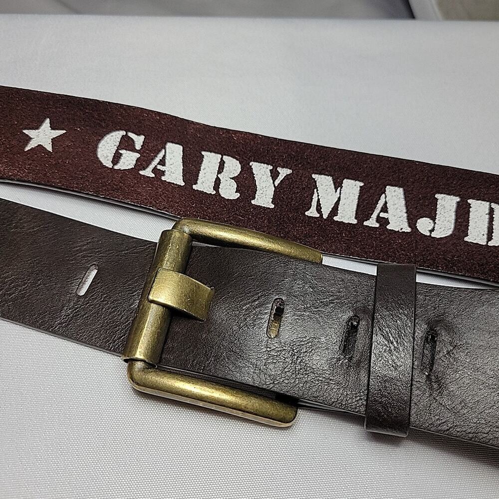 Gary Majdell Brown Genuine Leather Heavy Duty Belt Size 40 Brass Antiqued Buckle